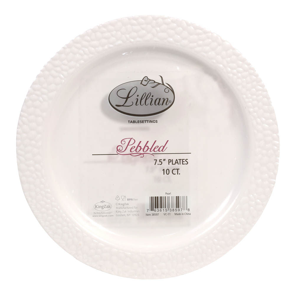 Platos Llanos Pebbled Desechables Lillian Plástico de 7.5" 10 Piezas