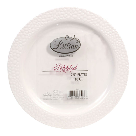 Platos Llanos Pebbled Desechables Lillian Plástico de 7.5" 10 Piezas