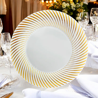 Platos Redondo 10" Home Elengace de Plástico / 10 Piezas / Dorado con Blanco