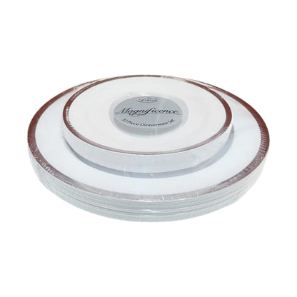 Juego de Platos Lillian de 32 Piezas - Blanco/Plateado