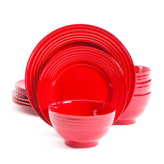 Juego de Vajilla Gibson Plaza Café de Cerámica Rojo 12 Piezas