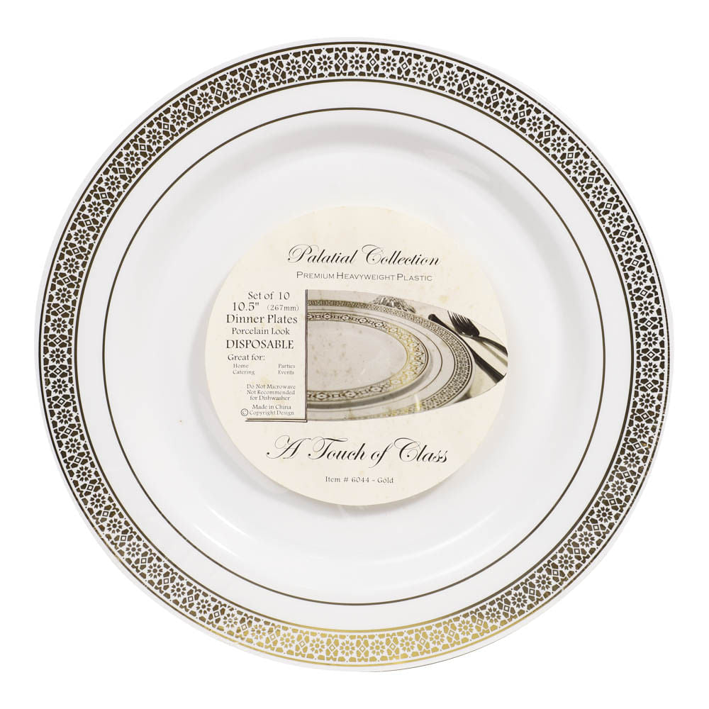 Platos Llanos Palatial Desechables de Plástico 10.5" de 10 Piezas
