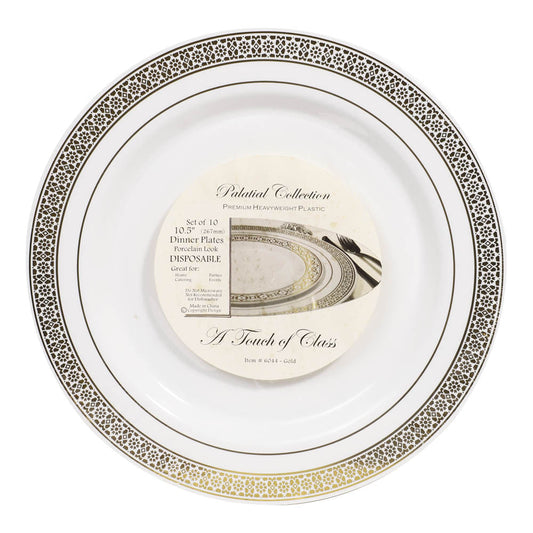 Platos Llanos Palatial Desechables de Plástico 10.5" de 10 Piezas