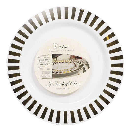 Platos Llanos Casino Desechables de Plástico 10.5" de 10 Piezas