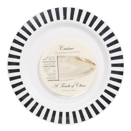 Platos Llanos Casino Desechables de Plástico 10.5" de 10 Piezas