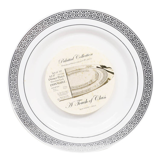 Platos Llanos Palatial Desechables de Plástico 10.5" de 10 Piezas