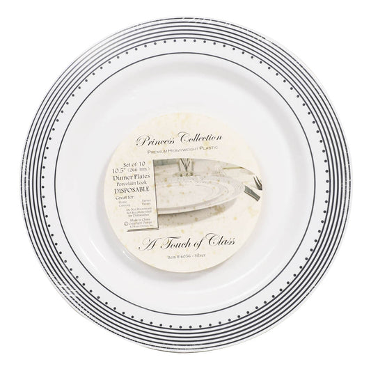 Platos Llanos Princess Desechables de Plástico 10.5" de 10 piezas