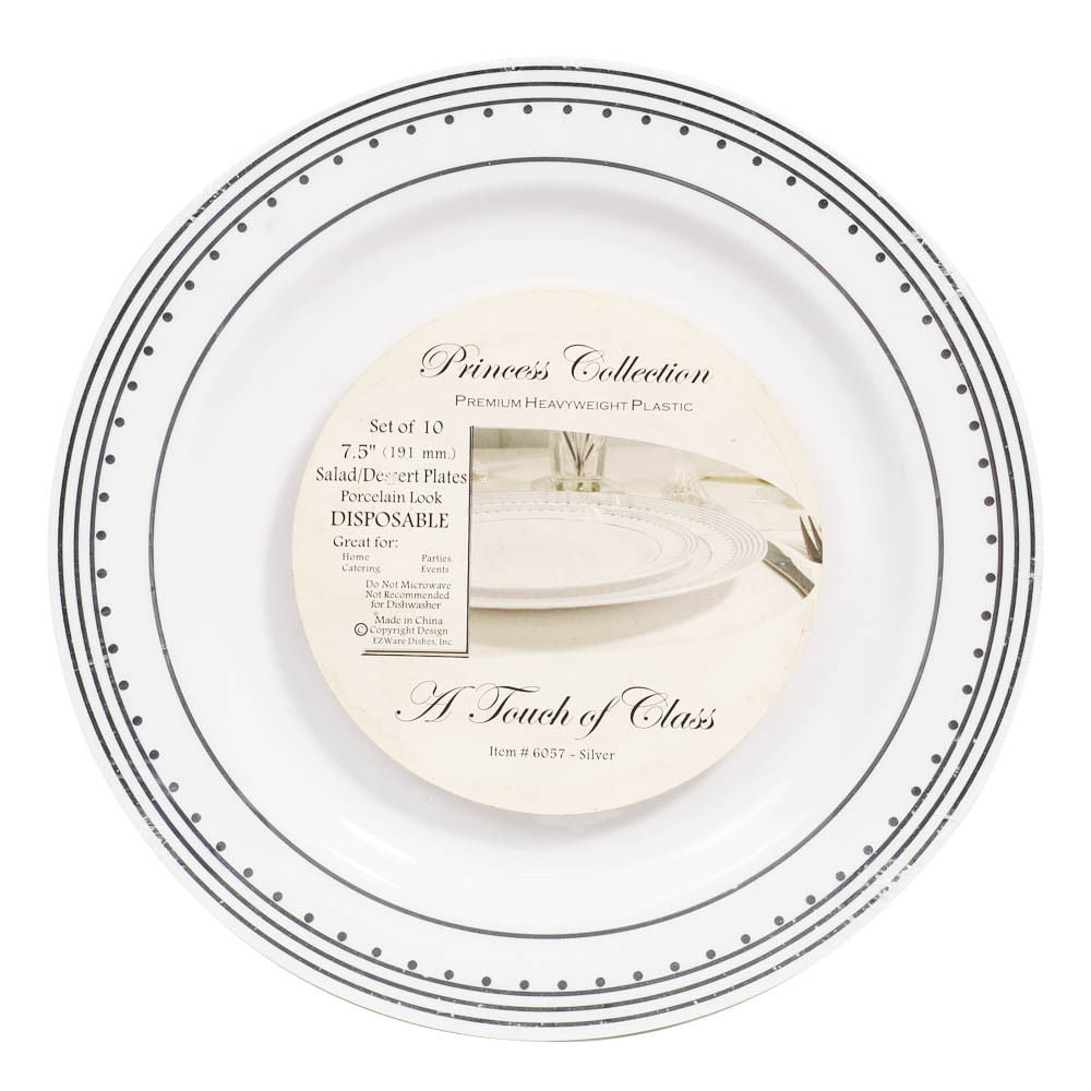 Platos Llanos Princess Desechables de Plástico 7.5" de 10 Piezas