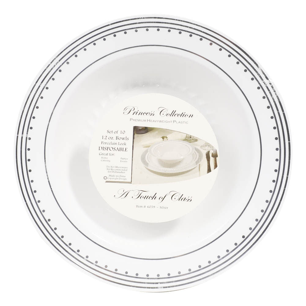 Platos Hondos Princess Desechables de Plástico 12 oz de 10 Piezas