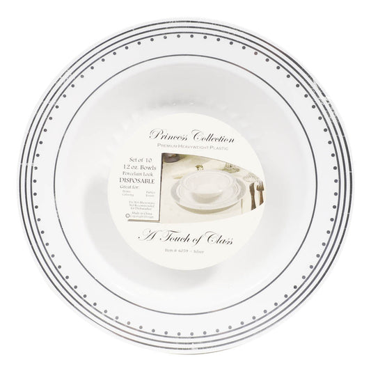 Platos Hondos Princess Desechables de Plástico 12 oz de 10 Piezas