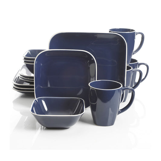 Juego de Vajilla Gibson Cuadrado Azul Marino 16 Piezas