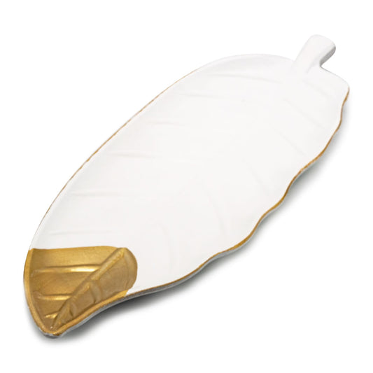 Plato Decorativo Home Elegance en Forma de Hoja 48 cm x 16.5 cm