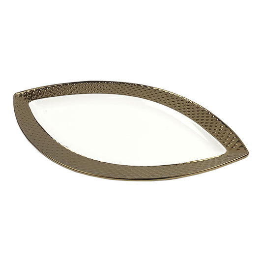 Plato Decorativo en Forma de Hoja en Cerámica 33 cm x 21 cm