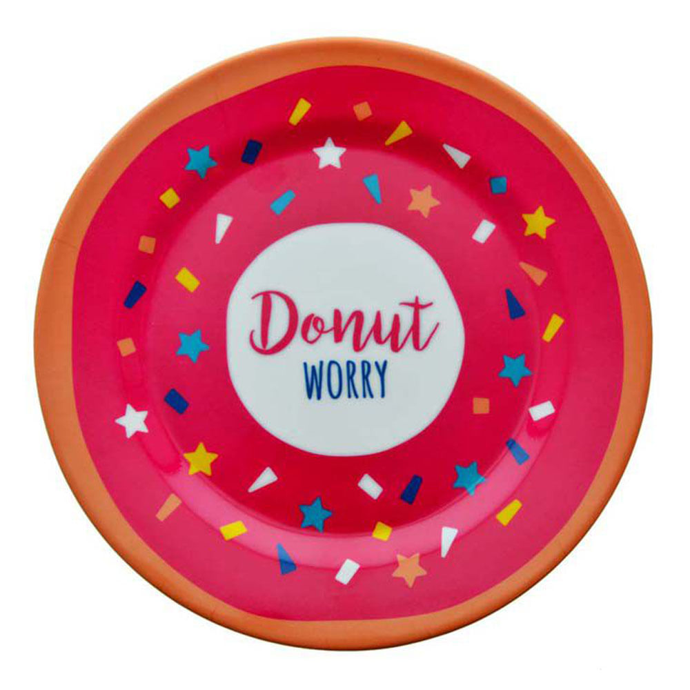 Plato de Melamina 26 California Donut Worry 8"