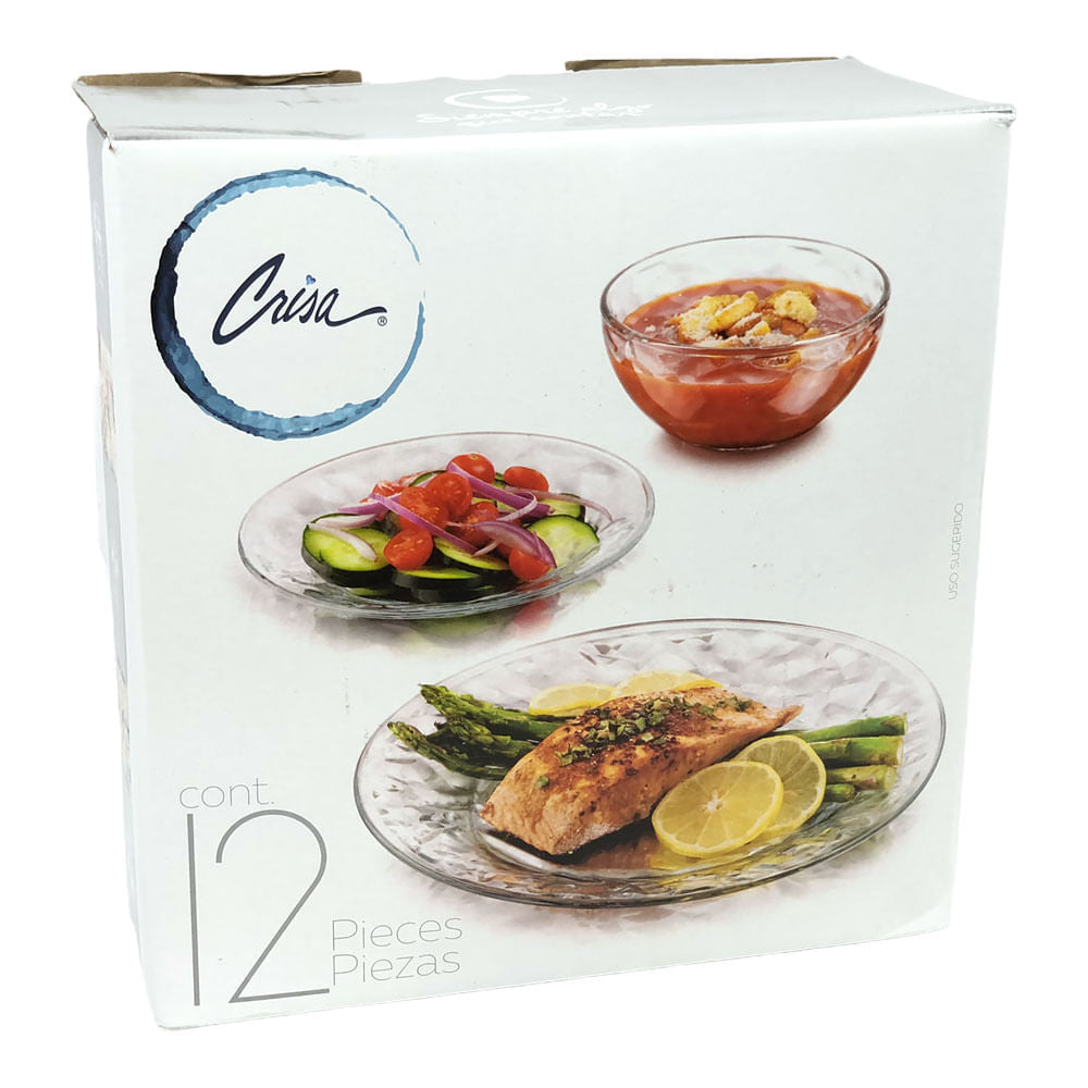 Vajilla Crisa de Vidrio 12 piezas - Único