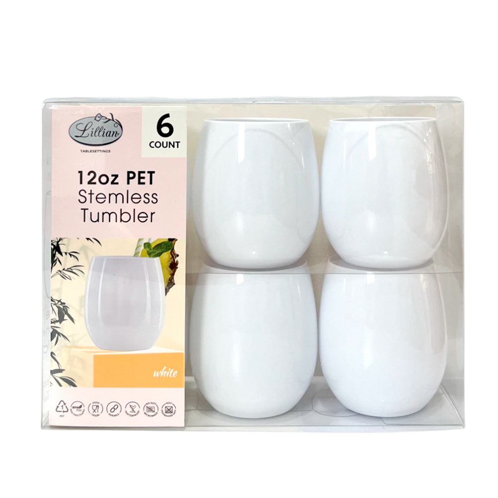 Vaso Plástico 12 Onzas Lillian 6 Piezas / Blanco