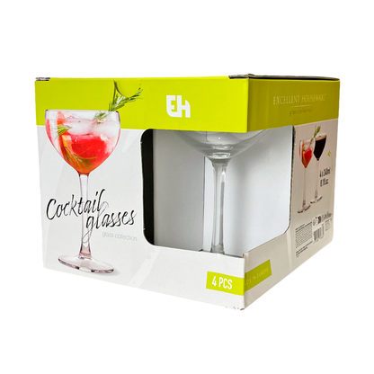 Copas de Cocktail Koopman Set 4 Piezas / Vidrio / 8 Oz