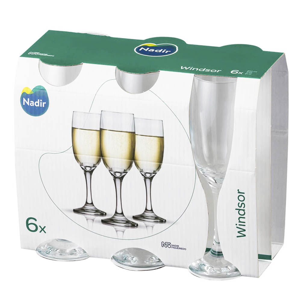 Copas Para Champagne Nadir Windsor de Vidrio 7 oz de 6 Piezas