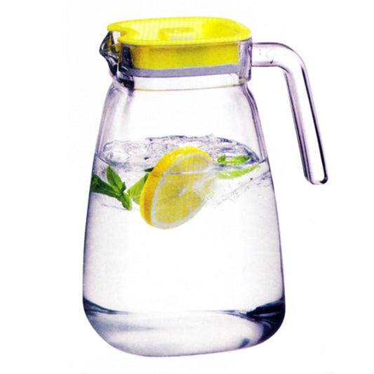 Jarra Carre Pasabahce de Vidrio con Tapa Amarillo 60 oz