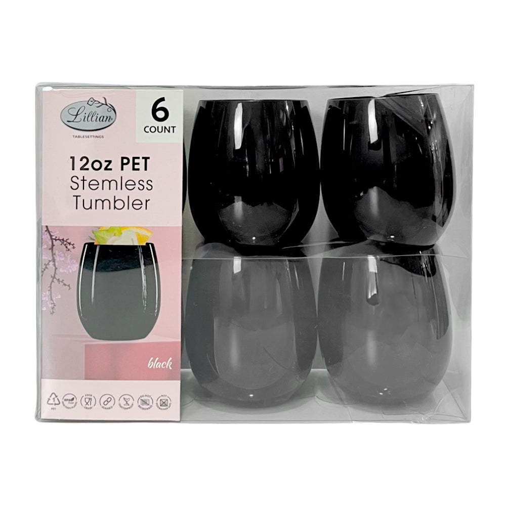 Vaso Plástico 12 Onzas Lillian 6 Piezas / Negro