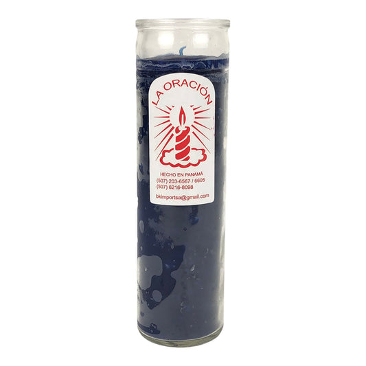 Vela La Oración con Vaso Largo - Azul Marino