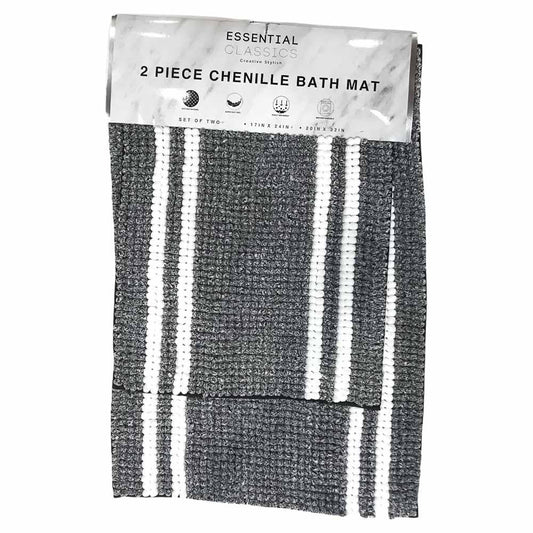 Alfombra Para Baño Estex Celine de 2 Piezas - Gris Oscuro