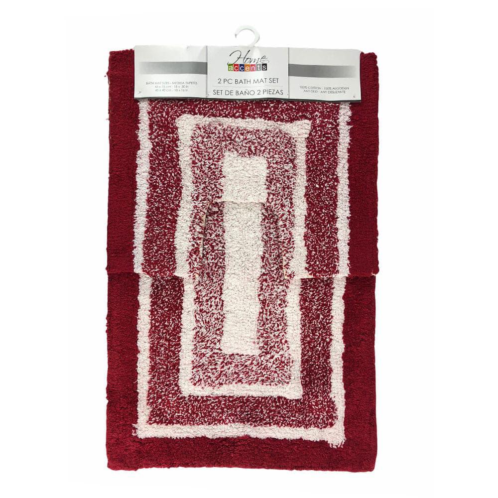 Alfombra de Baño Home Accents Set de 2 Piezas - Rojo Oscuro