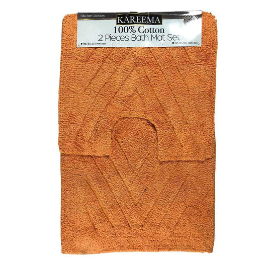Alfombra Para Baño Sally Textile Kareema 2 Piezas - Naranja