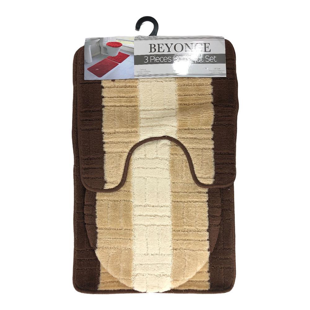 Alfombra Para Baño Sally Textile Beyonce 3 Piezas - Chocolate Claro
