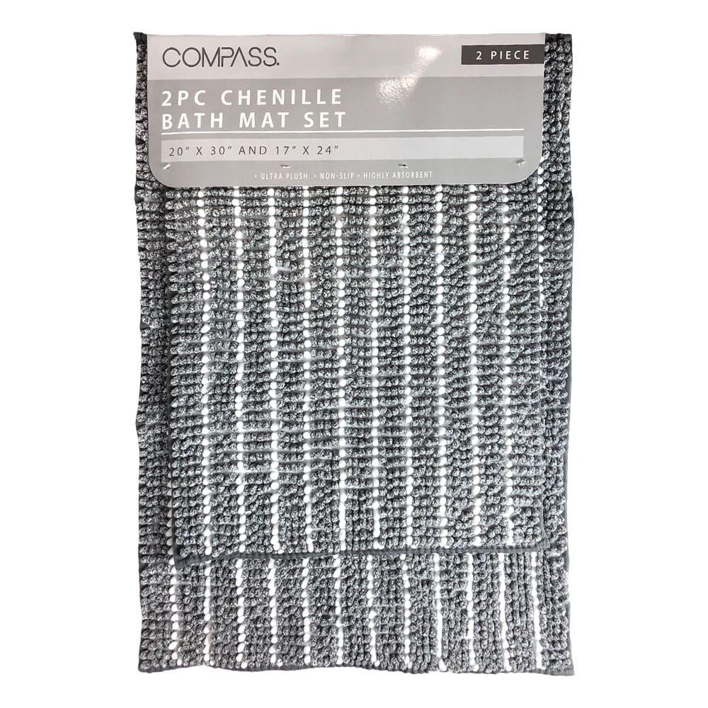 Alfombra Para Baño Compass Madison 2 Piezas - Gris Claro
