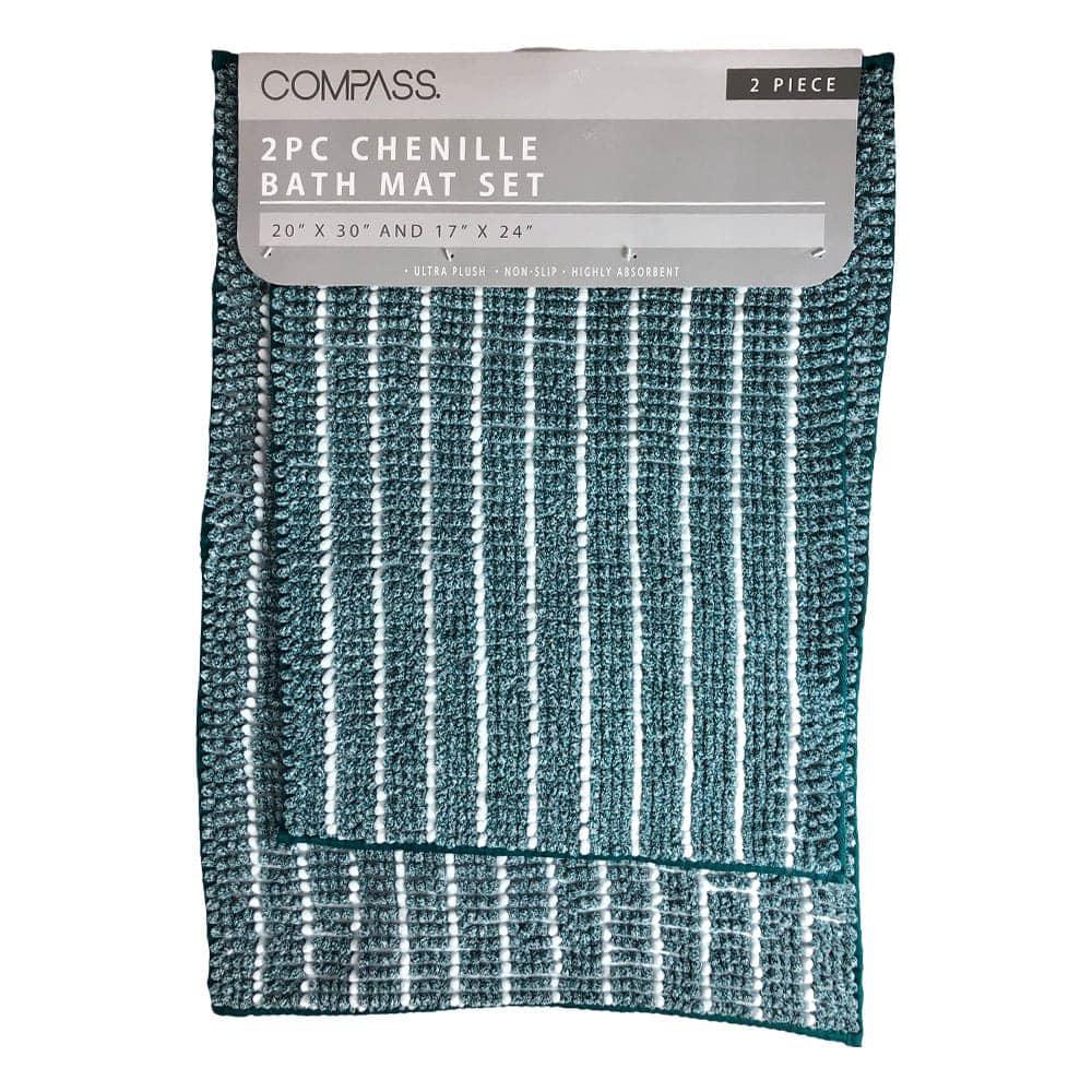 Alfombra Para Baño Compass Madison 2 Piezas - Aguamarina Oscuro