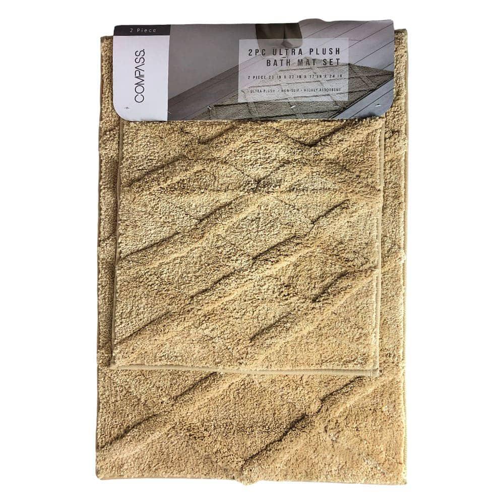 Alfombra Para Baño Compass Diamond 2 Piezas - Camel