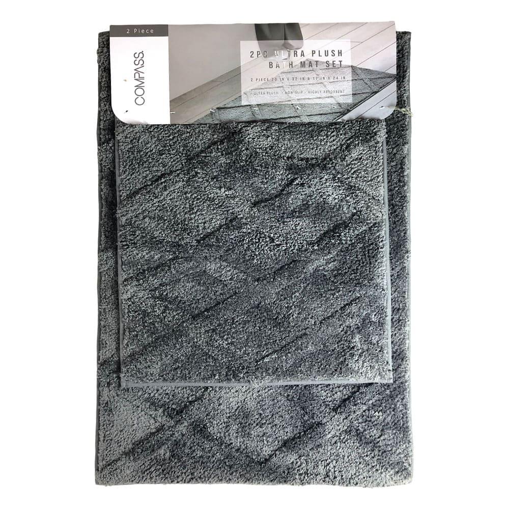 Alfombra Para Baño Compass Diamond 2 Piezas - Gris Oscuro
