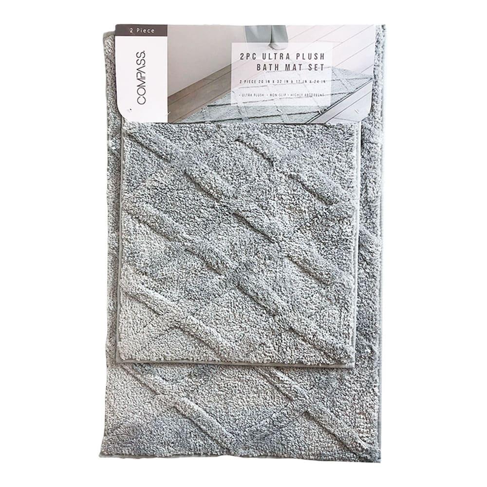 Alfombra Para Baño Compass Diamond 2 Piezas - Gris Claro