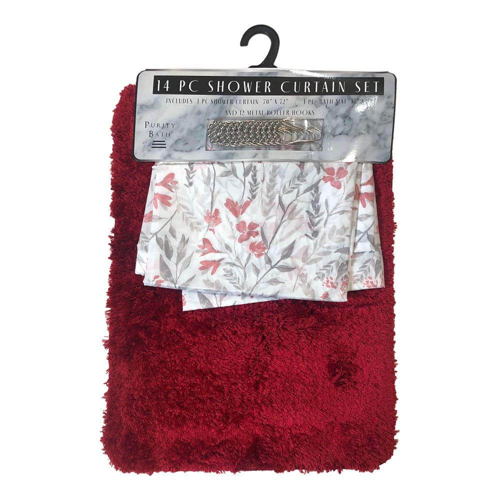 Alfombra Para Baño Estex Maggie 14 Piezas - Rojo Oscuro