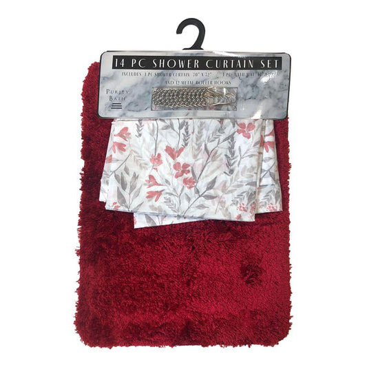 Alfombra Para Baño Estex Maggie 14 Piezas - Rojo Oscuro