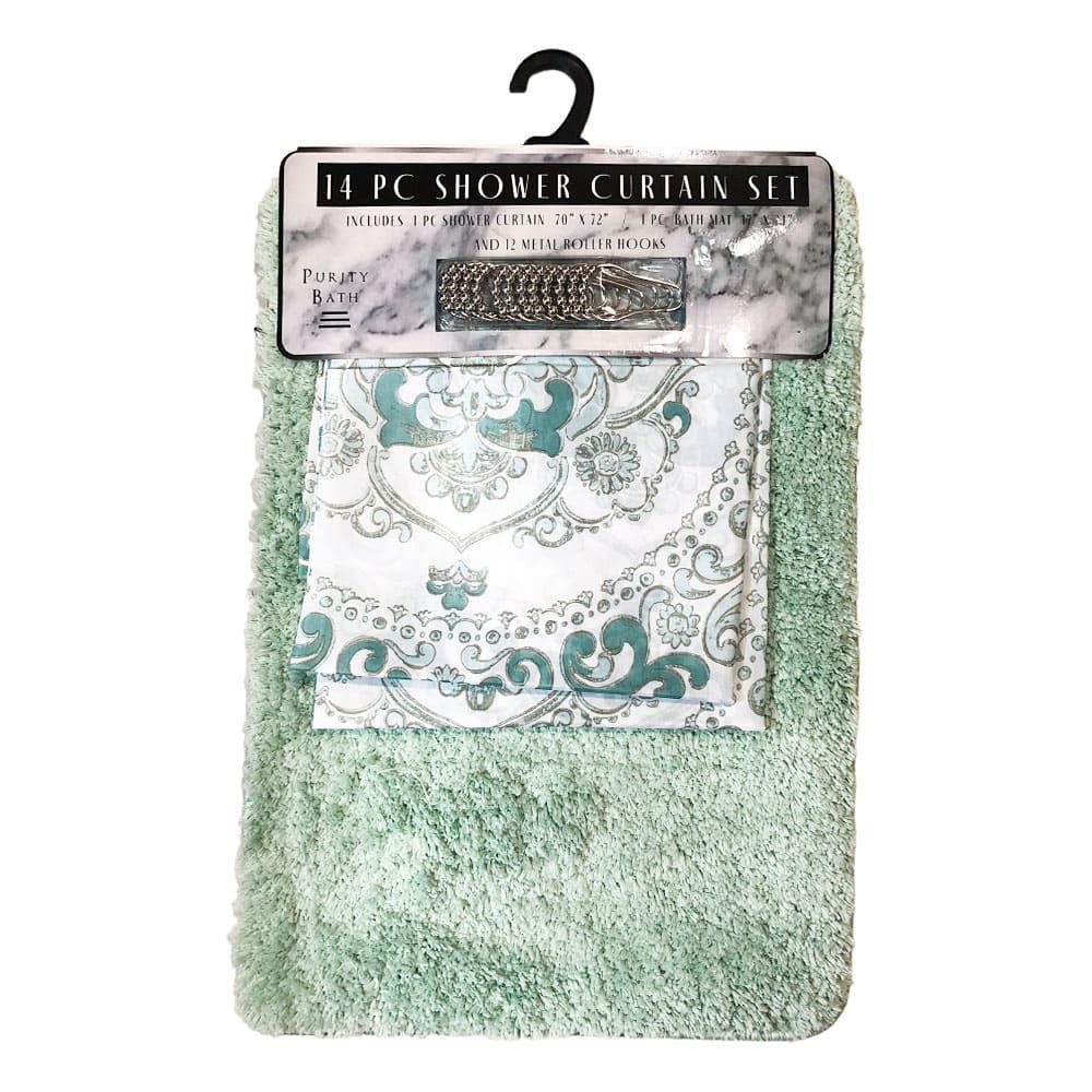 Alfombra Para Baño Estex Maggie 14 Piezas - Verde Claro