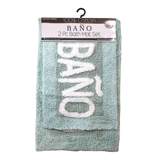 Alfombra Para Baño Sally Textile 2 Piezas - Verde Claro