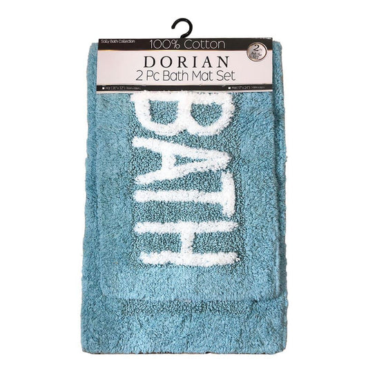 Alfombra Para Baño Sally Textile Dorian 2 Piezas - Azul Claro