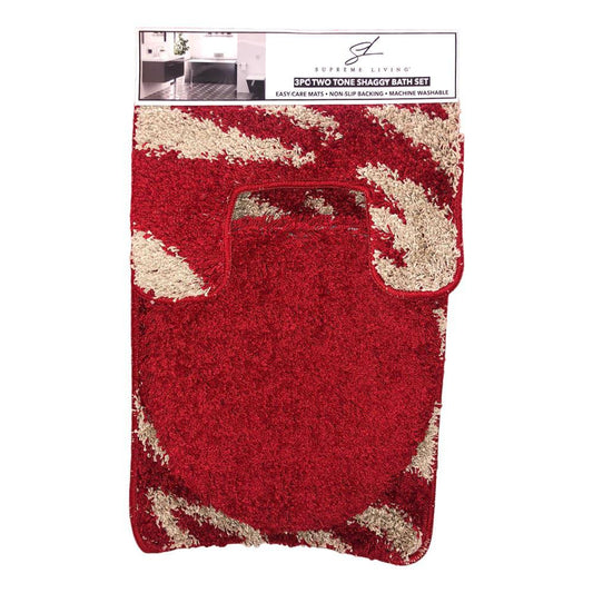 Set de Alfombras Para Baño Supreme 3 Piezas - Rojo