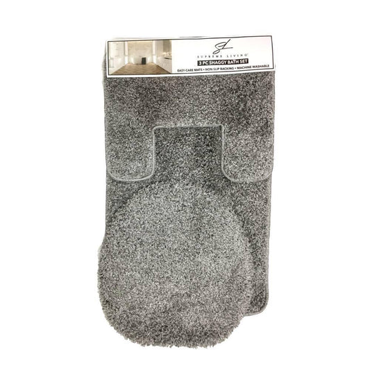 Set de Alfombras Para Baño Supreme Frize 3 Piezas - Gris