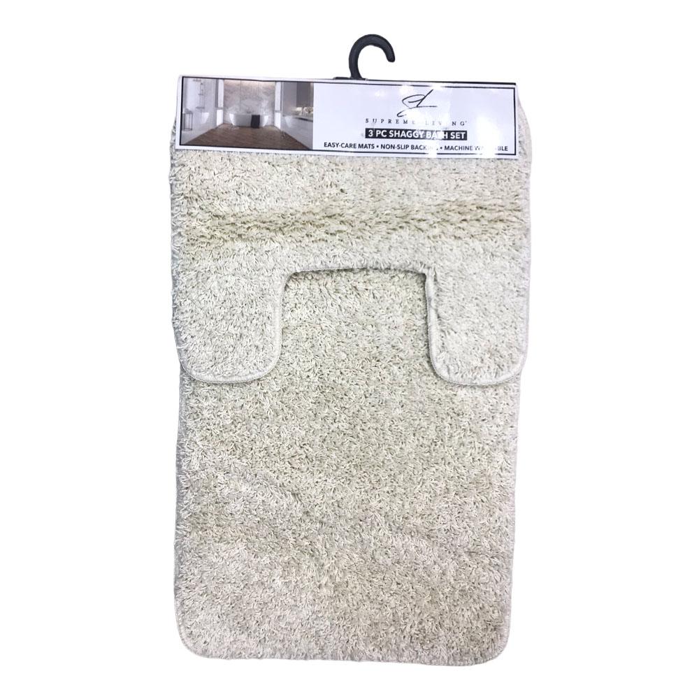 Set de Alfombras Para Baño Supreme Frize 3 Piezas - Beige