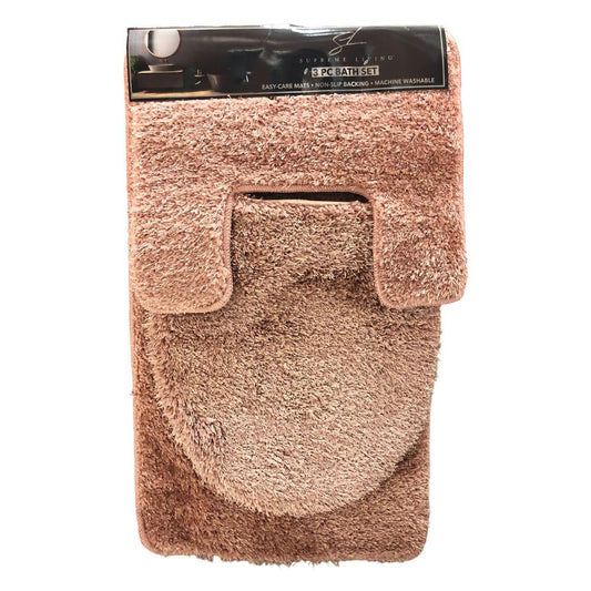Set de Alfombra Para Baño Supreme Madison 3 Piezas - Rose Gold