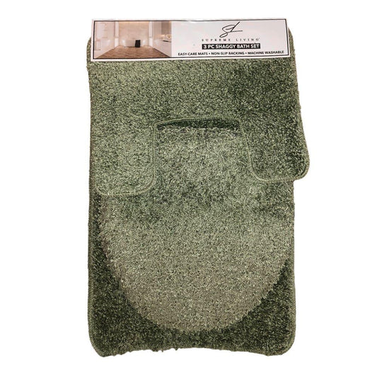 Set de Alfombras Para Baño Supreme Frize 3 Piezas - Verde Claro