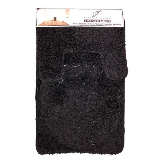 Set de Alfombras Para Baño Supreme Frize 3 Piezas - Negro