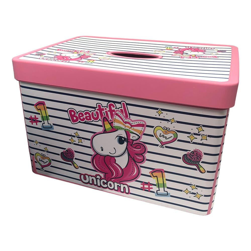 Caja Plástica Herevin de Unicornio Con Tapa