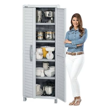 Armario Grande Barú Rimax Plástico Resistente / 4 Entrepaño / Gris
