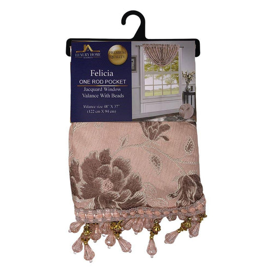 Cenefa Luxury Felicia Rod Pocket 48" x 37" - Durazno