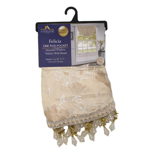 Cenefa Luxury Felicia Rod Pocket 48" x 37" - Beige