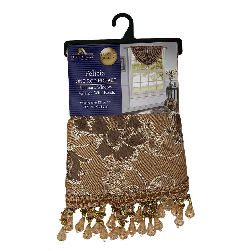 Cenefa Luxury Felicia Rod Pocket 48" x 37" - Chocolate Claro